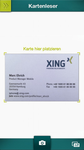 Xing-Visitenkartenscanner jetzt auch für iOS